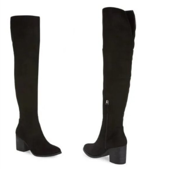 BP Luke Boot Women's Size 7M Over-The-Knee Black Faux Suede Sleek Sexy Boot - Picture 1 of 10